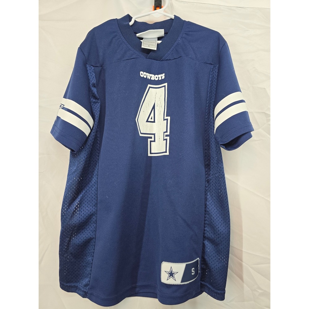 Dallas Cowboys Prescott 4 Youth Football Jersey Size S Navy Blue Replica